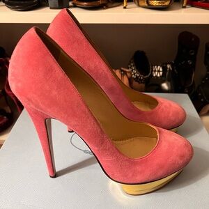 Charlotte Olympia Size 42 Suede Pink